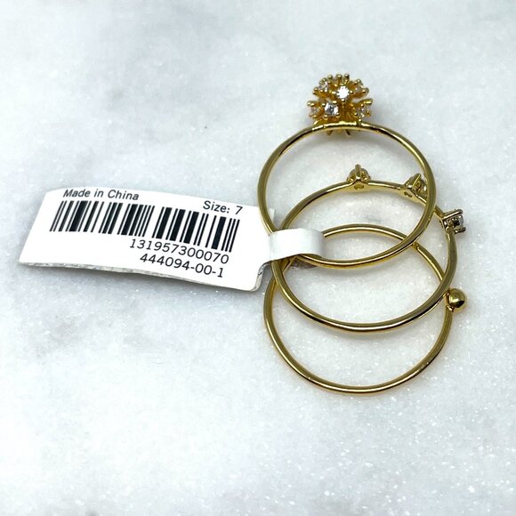 Banana Republic NWT Set of 3 Separate Gold Fireball Stack Rings, Size 7 - Picture 4 of 7